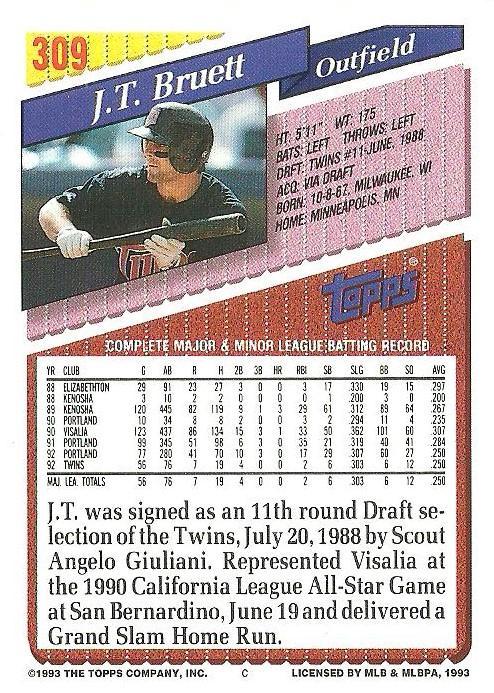 J.T. Bruett  baseball card collectible - Main Image 2