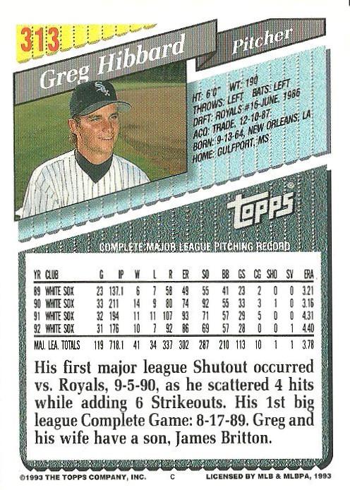 Greg Hibbard  baseball card collectible - Main Image 2