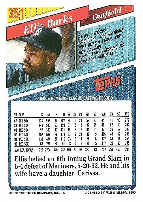 Ellis Burks  baseball card collectible - Main Image 2