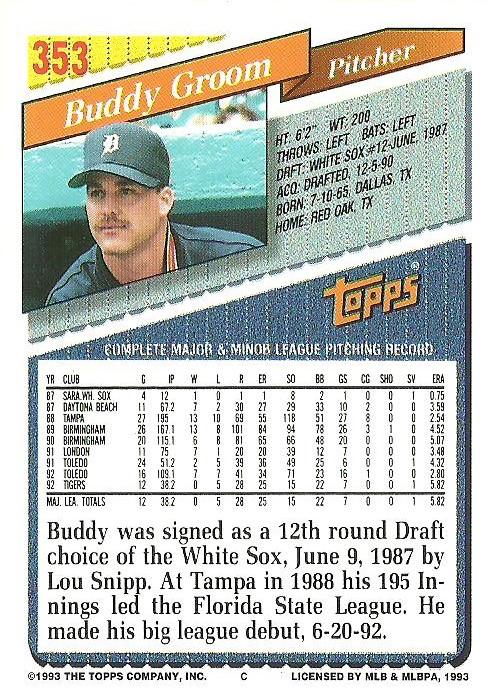 Buddy Groom  baseball card collectible - Main Image 2