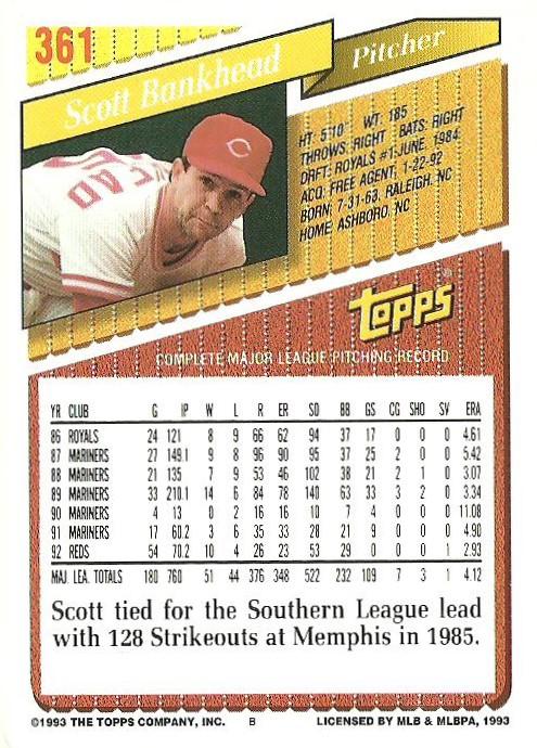 Scott Bankhead  baseball card collectible - Main Image 2