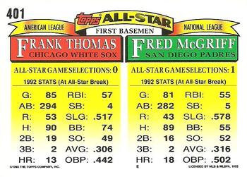 Fred McGriff / Frank Thomas  baseball card collectible - Main Image 2