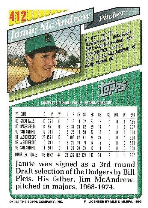 Jamie McAndrew  baseball card collectible - Main Image 2