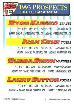 Ryan Klesko / Ivan Cruz / Bubba Smith / Larry Sutton  baseball card collectible - Main Image 2