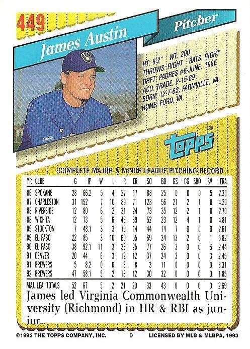 James Austin  baseball card collectible - Main Image 2