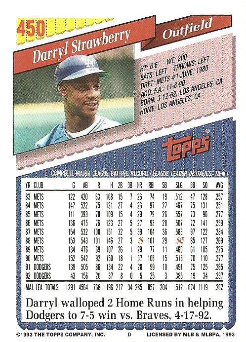 Darryl Strawberry  baseball card collectible - Main Image 2
