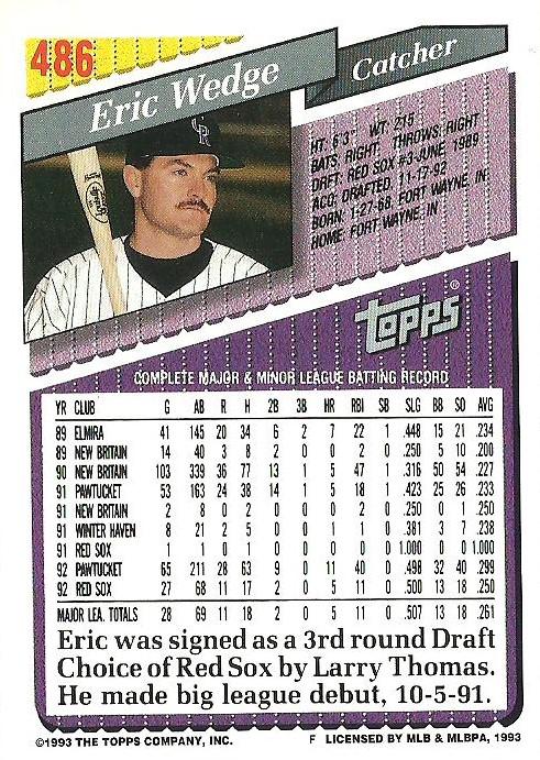 Eric Wedge  baseball card collectible - Main Image 2