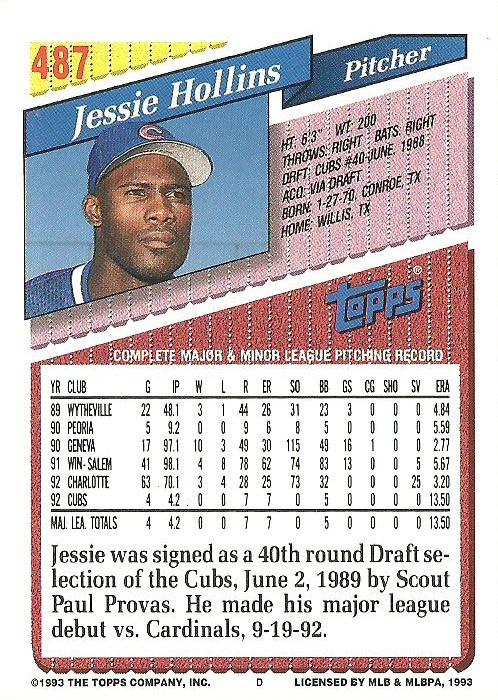 Jessie Hollins  baseball card collectible - Main Image 2