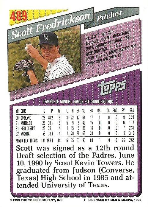 Scott Fredrickson  baseball card collectible - Main Image 2