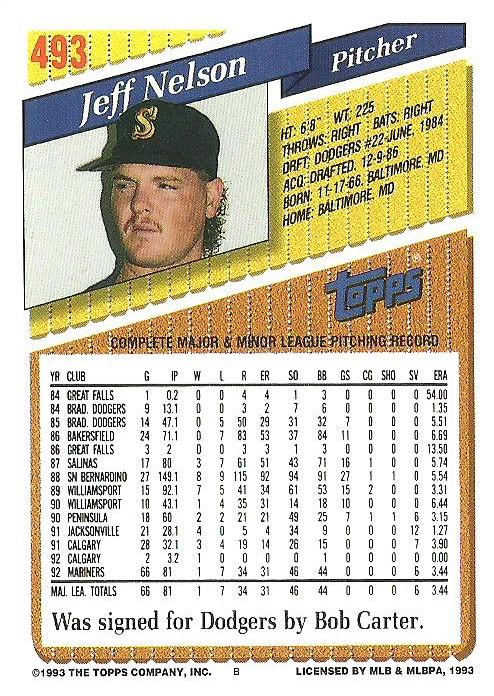 Jeff Nelson  baseball card collectible - Main Image 2