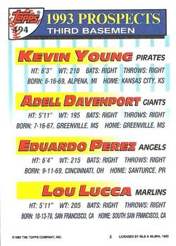 Kevin Young / Adell Davenport / Eduardo Perez / Lou Lucca  baseball card collectible - Main Image 2