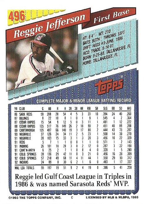 Reggie Jefferson  baseball card collectible - Main Image 2