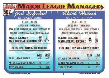 Butch Hobson / Jim Lefebvre  baseball card collectible - Main Image 2