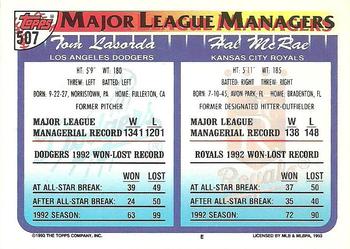 Hal McRae / Tom Lasorda  baseball card collectible - Main Image 2