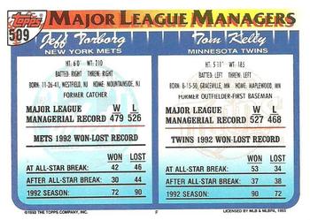 Tom Kelly / Jeff Torborg  baseball card collectible - Main Image 2