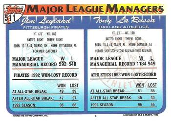 Tony LaRussa / Jim Leyland  baseball card collectible - Main Image 2