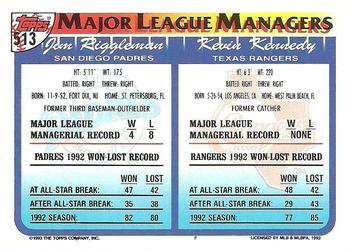 Kevin Kennedy / Jim Riggleman  baseball card collectible - Main Image 2