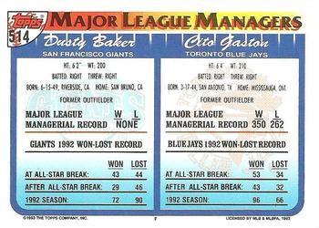 Cito Gaston / Dusty Baker  baseball card collectible - Main Image 2