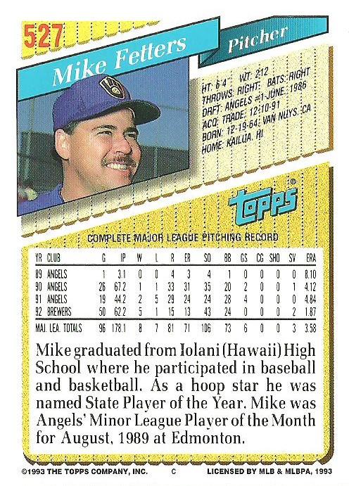 Mike Fetters  baseball card collectible - Main Image 2
