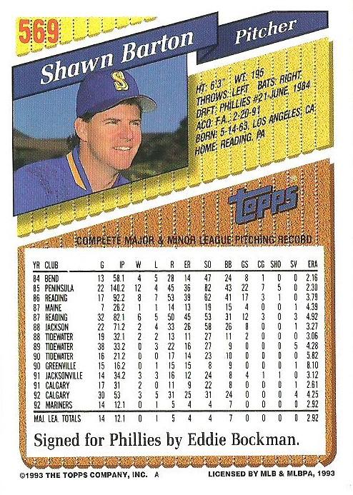 Shawn Barton  baseball card collectible - Main Image 2