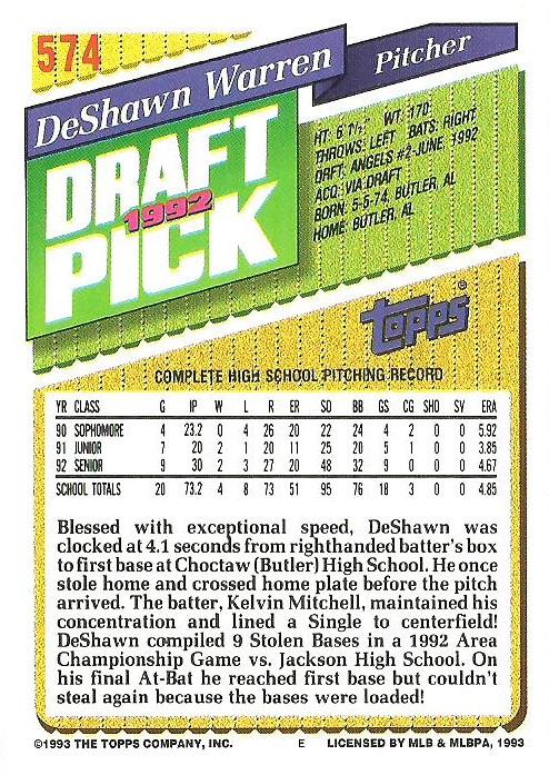 DeShawn Warren  baseball card collectible - Main Image 2