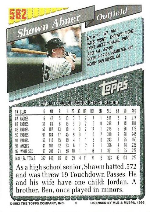 Shawn Abner  baseball card collectible - Main Image 2
