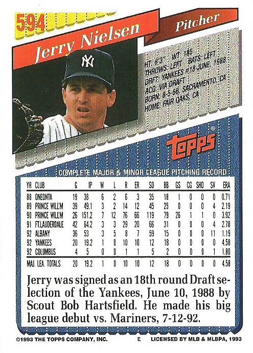 Jerry Nielsen  baseball card collectible - Main Image 2