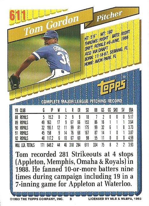 Tom Gordon  baseball card collectible - Main Image 2
