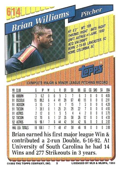 Brian Williams  baseball card collectible - Main Image 2