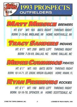 Matt Mieske / Tracy Sanders / Midre Cummings / Ryan Freeburg  baseball card collectible - Main Image 2