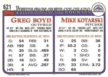 Mike Kotarski / Greg Boyd  baseball card collectible - Main Image 2