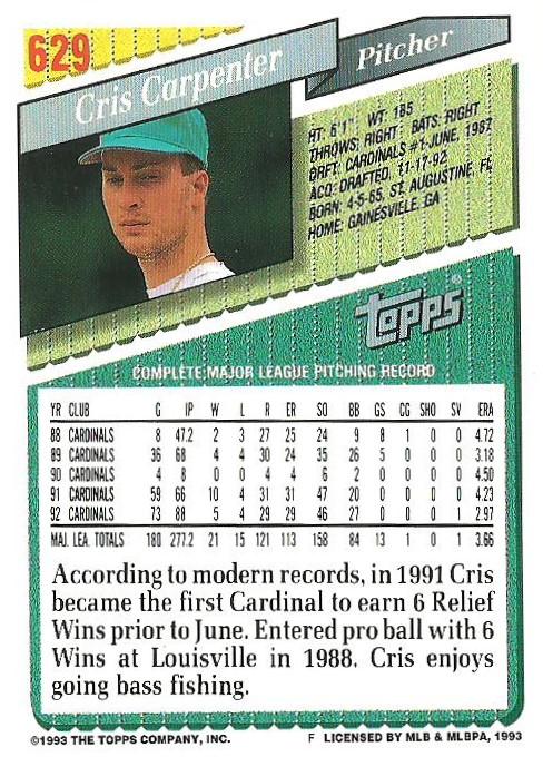 Cris Carpenter  baseball card collectible - Main Image 2