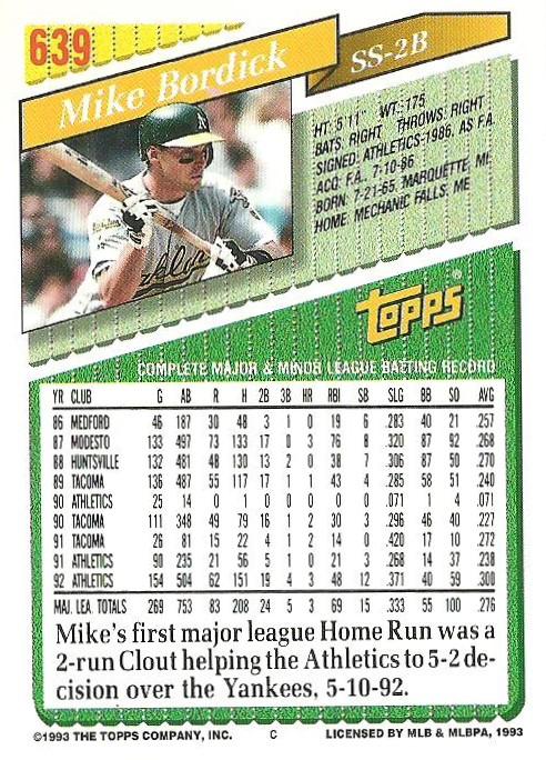 Mike Bordick  baseball card collectible - Main Image 2