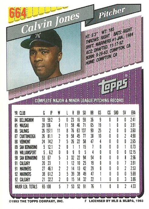 Calvin Jones  baseball card collectible - Main Image 2
