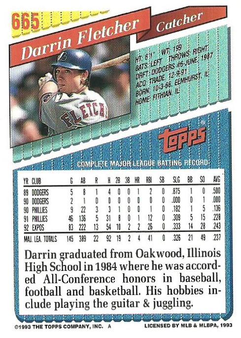 Darrin Fletcher  baseball card collectible - Main Image 2