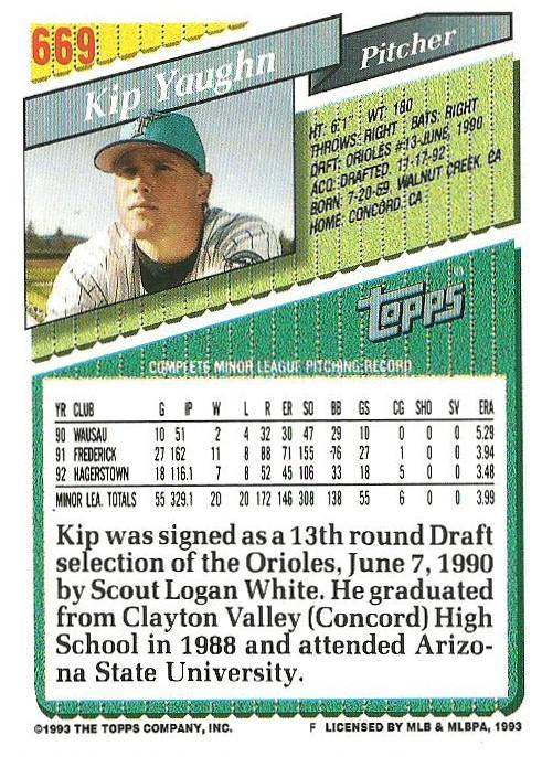 Kip Yaughn  baseball card collectible - Main Image 2