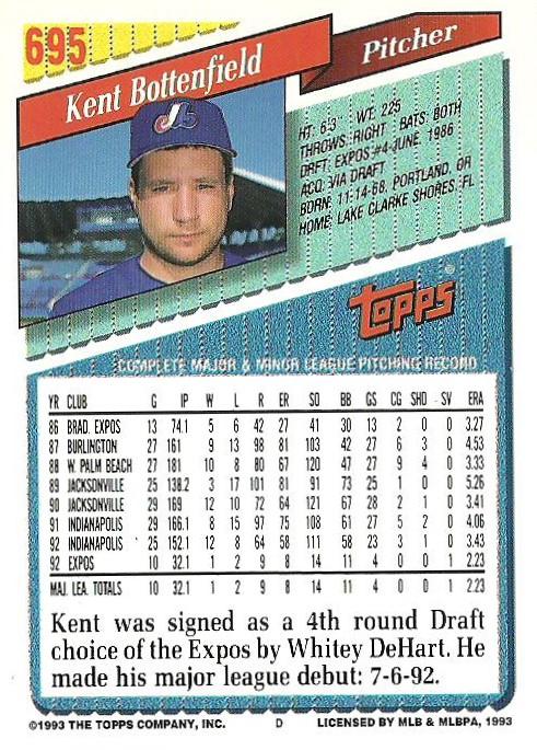 Kent Bottenfield  baseball card collectible - Main Image 2