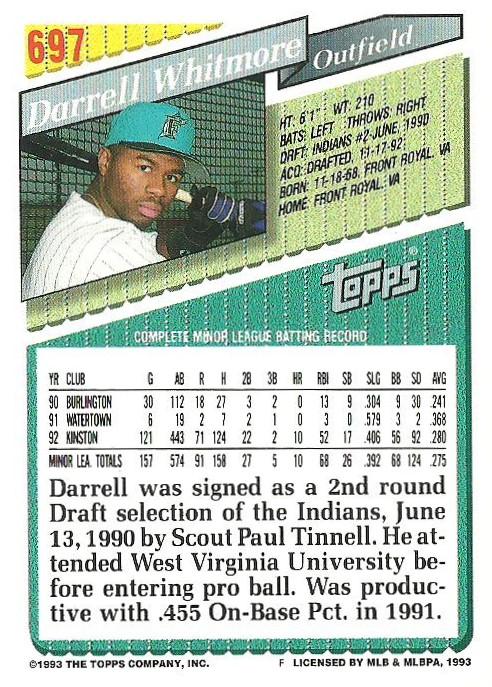 Darrell Whitmore  baseball card collectible - Main Image 2