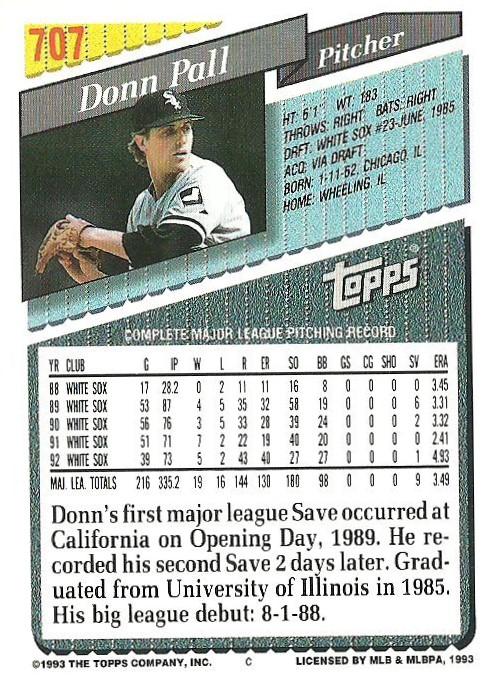 Donn Pall  baseball card collectible - Main Image 2