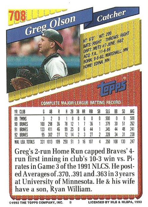 Greg Olson  baseball card collectible - Main Image 2