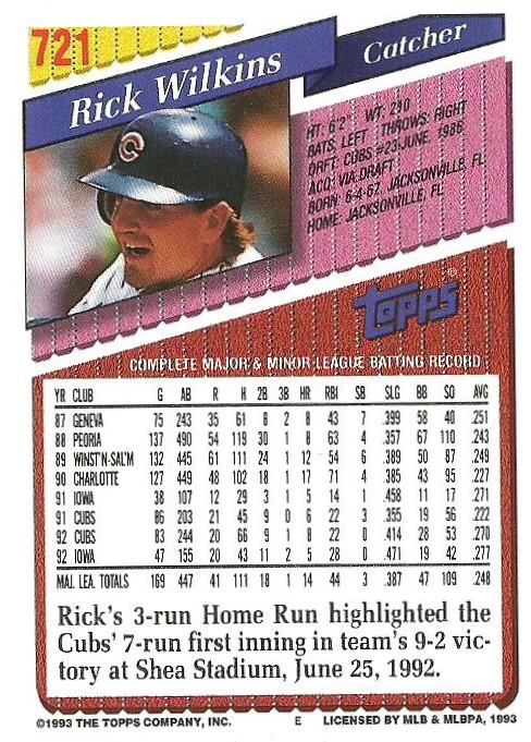 Rick Wilkins  baseball card collectible - Main Image 2