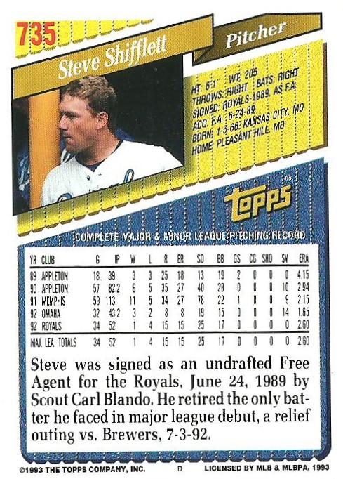 Steve Shifflett  baseball card collectible - Main Image 2