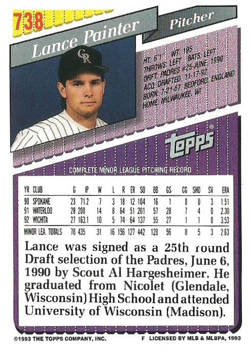 Lance Painter  baseball card collectible - Main Image 2