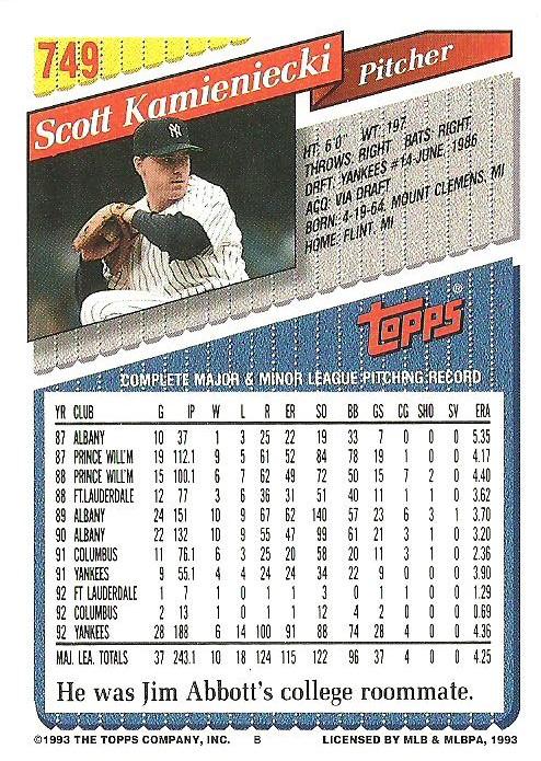 Scott Kamieniecki  baseball card collectible - Main Image 2