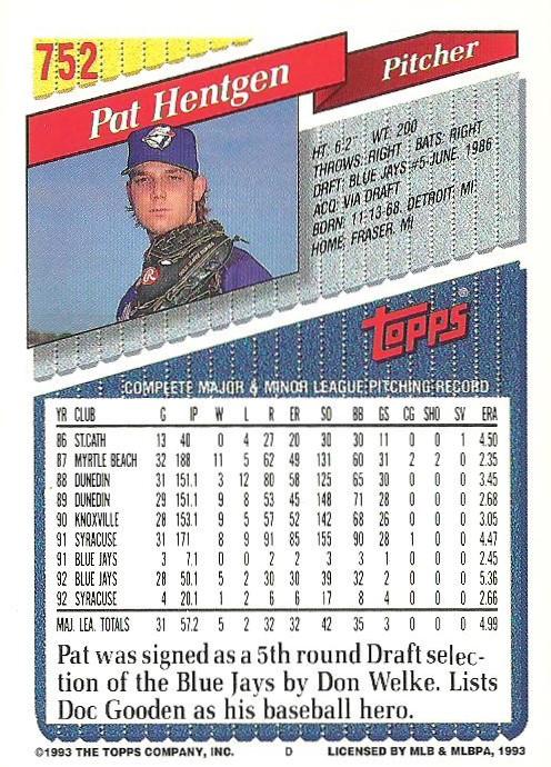 Pat Hentgen  baseball card collectible - Main Image 2