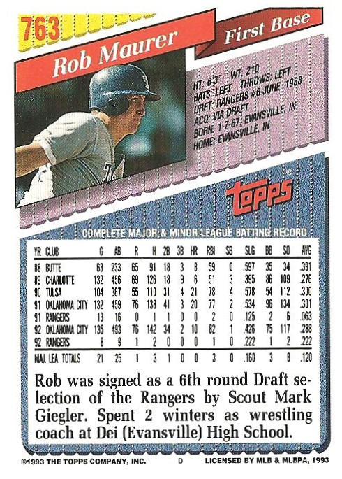 Rob Maurer  baseball card collectible - Main Image 2