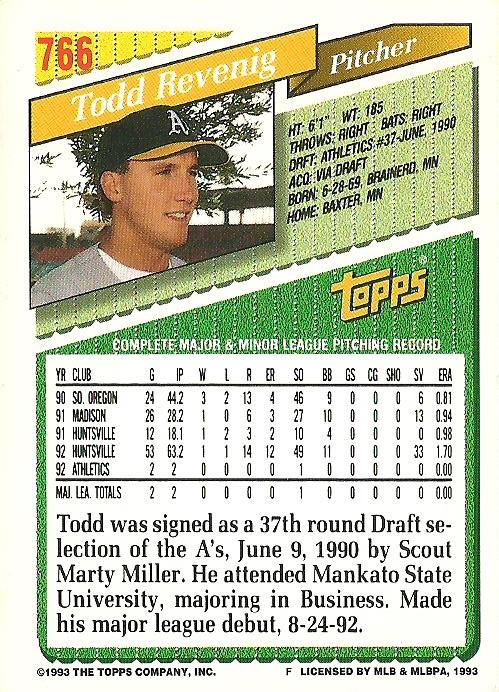 Todd Revenig  baseball card collectible - Main Image 2