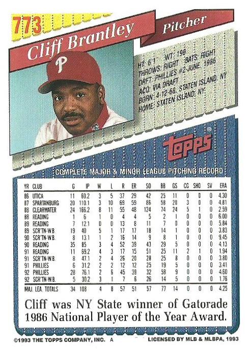 Cliff Brantley  baseball card collectible - Main Image 2