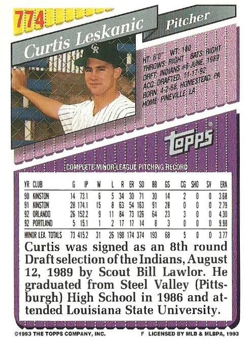 Curtis Leskanic  baseball card collectible - Main Image 2