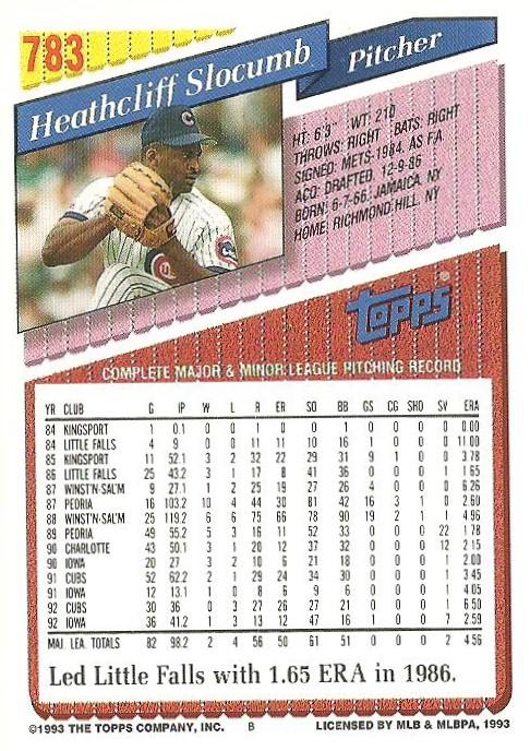 Heathcliff Slocumb  baseball card collectible - Main Image 2